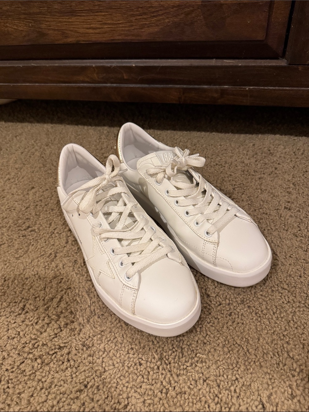 Golden Goose Women's White Low-Top Lace-Up Sneakers - Pure Star - gold back